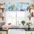 thumbnail image 2 of Curtain Valance for Windows Floral Sea Turtle Kitchen Curtain Valances Starfish Shell Coral Teal Green Valances Window Treatments Short Curtains for Kitchen Living Room Bedroom Home Decor 54x18 Inch, 2 of 9