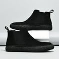 thumbnail image 5 of Men's Casual Suede Chelsea Boots Classic Lightweight Slip-on Comfort Driving Outdoor Mid-top Chukka Shoes Black 7.5 US, 5 of 7