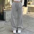 thumbnail image 2 of Liuinsasek Women's Winnter Casual Comfortable Outdoor Sports Pants Solid Color High Waisted Loose With Drawstring And Pocket Pants Straight Leg Sweat Pants, 2 of 10