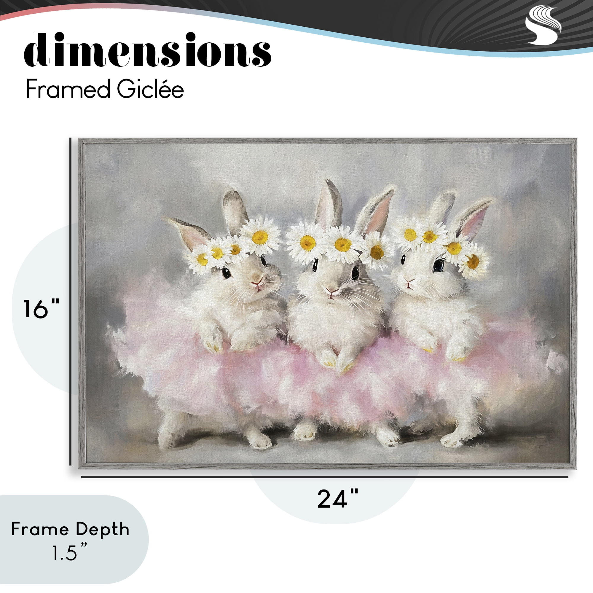 Stupell Industries Dancing Bunnies in Tutus Gray Framed Giclee Art, design by Tina LeCour