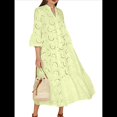 thumbnail image 1 of Vestido Bohemio con Cuello en V, Mangas Acampanadas y Bordado de Encaje para Mujer (2025) Amarillo XL, 1 of 9