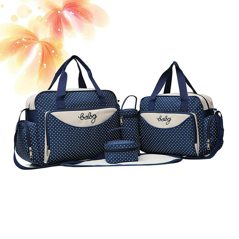 Kkewar Mommy Tote,1 Set of 5pcs Multi-function Mummy Bags Large Capacity Shoulder Bag Handbag (Blue)