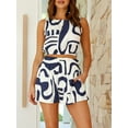 thumbnail image 2 of Biezeib Women Shorts Set, Sleeveless Tank Top with Elastic Waist Shorts Solid/Print Summer Outfit, 2 of 6