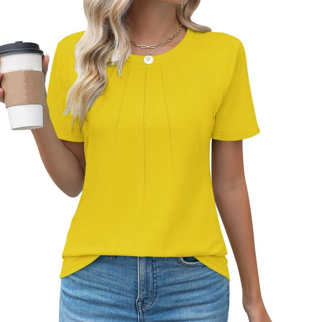 Shorts pour Femmes, Hauts Décontractés pour Femmes, Col Rond Mode Décontractée Manches Courtes Printemps/été