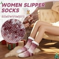 thumbnail image 3 of Womens Fuzzy Slipper Grips Socks Fluffy Winter Warm Fleece Lining Non Slip Thick Thermal Cozy Plush Socks, 3 of 6