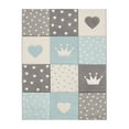thumbnail image 5 of Paco Home Kids Rug Checkered with Hearts and Crowns in Blue - 3'11" Round (4'Round), 5 of 5