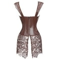 thumbnail image 4 of Miss Moly Gothic Burlesque Corset Dress Lace Skirt Faux Leather Bustier Zipper Brown S, 4 of 4