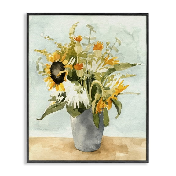 Stupell Industries French Country Mixed Sunflower Bouquet Country Florals Black Framed Giclee Art, 16 x 20, by Emma Caroline