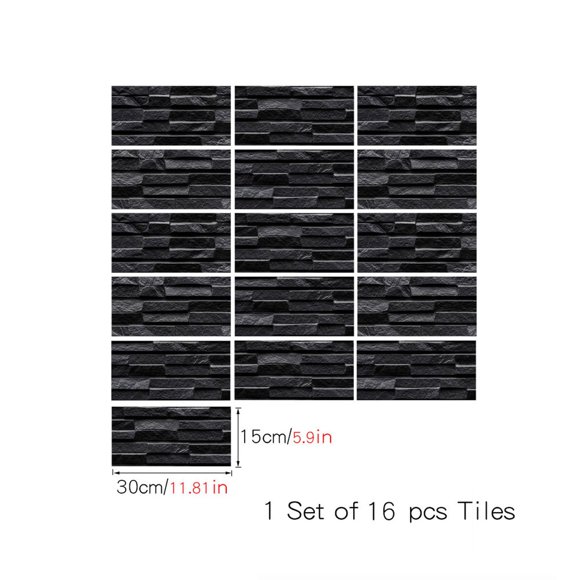 16 Pcs 3D Faux Brick Wall Panels Peel and Stick Brick Tiles-5.9"X11.8" Small Size Thin PVC Brick Self Adhesive Wall Tile Faux Brick Paneling for Living Room, Bedroom, Kitchen, Fireplace