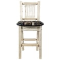 thumbnail image 6 of Homestead Collection Barstool w/ Back, Clear Lacquer Finish w/ Upholstered Seat, Woodland Pattern, 6 of 9