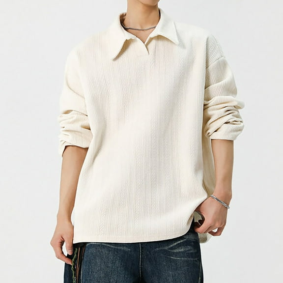 Golf Shirts for Men Pullover Long Sleeve Sweatshirts Mens Casual Solid Color Collared Loose Comfort Loungewear Workout T-Shirts Tops