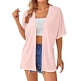 thumbnail image 4 of HCYSFG Womens Side Slit Cardigan Open Front Short Sleeve With Pockets Lightweight Duster Loose Fit Casual Summer Travel Layering Cover Up, 4 of 6