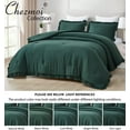 thumbnail image 6 of Chezmoi Collection Nora 3-Piece Emerald Green Ruffled Edge Trim Microfiber Comforter Set, Oversized Queen Size, 6 of 7