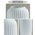 thumbnail image 3 of ILLUVA 8” Ribbed Ceramic Modern Geometric Design White Vases, 3 of 5