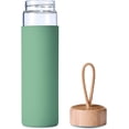 thumbnail image 3 of 20 Oz Borosilicate Glass Water Bottle with Bamboo Lid and Silicone Sleeve – Reusable BPA Free – Glass Drinking Bottle with Lids - Cute Glass Bottle for Women - Glass Shaker Bottle（Olive, 3 of 8