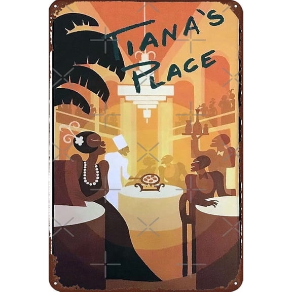 QWOILF Metal Tin Sign Tiana's Place Poster Novelty Home Club Room Man Cave Wall Decor Movie Art Print 8x12 Inch
