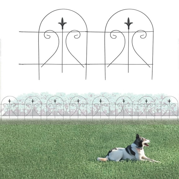 Glamos Wire Folding Round Top Finial Fence 18" Metal Half-Swirl Flower Garden Plant Cage– 2 Pack (16 ft Total)