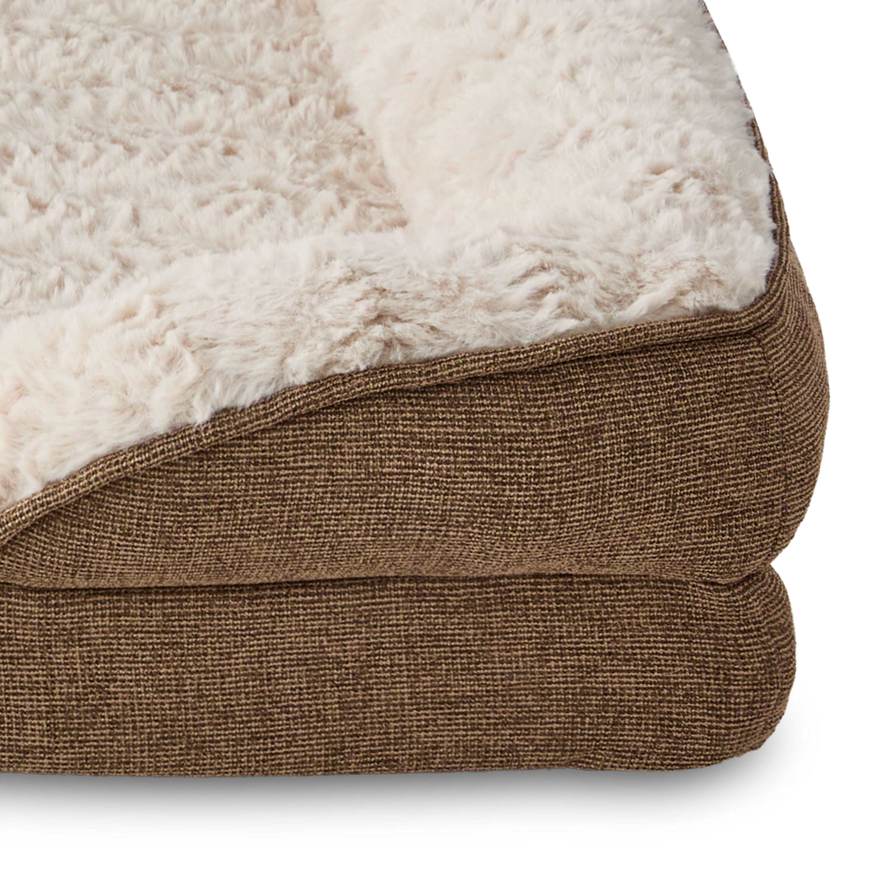 Vibrant Life Small Orthopedic Bolster Dog Bed, Tan, 23" x 28"
