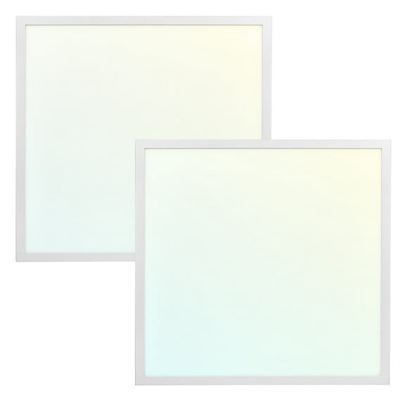 Luxrite 2x2 FT LED Panel Light, 5CCT 3000K - 6500K, 20W/30W/40W, 5000 Lumens, 0-10V Dimmable 2 Pack