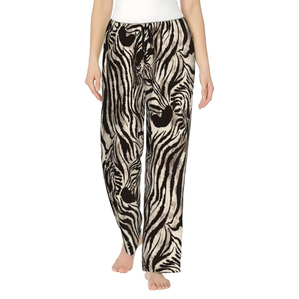 Balery Leopard And Zebra1 Pantalones de pijama para mujer, pijamas ultraligeros, pantalones de estar por casa-Small