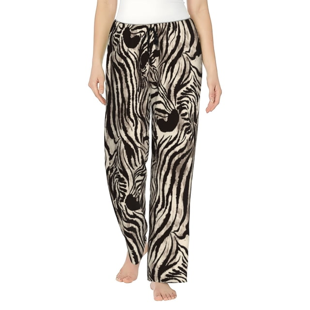 Balery Leopard And Zebra1 Pantalones de pijama para mujer, pijamas ultraligeros, pantalones de estar por casa-XX-Large