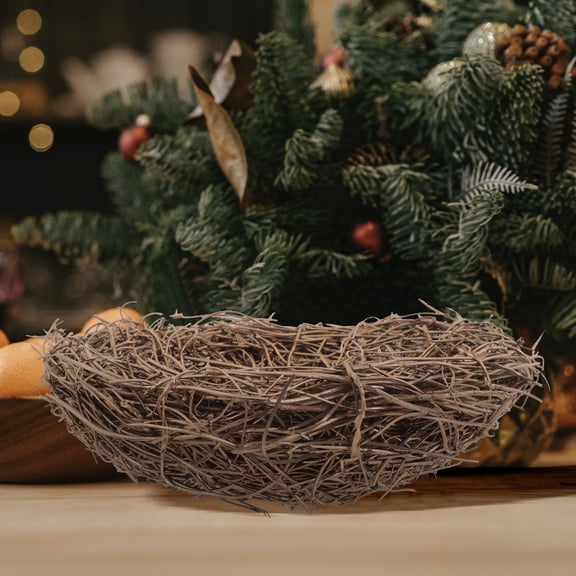 STRANDCHIC Hand Woven Straw Bird Nest Light Brown Natural Ornament 1Pack