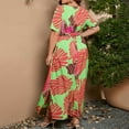 thumbnail image 7 of CHUMUD Women's Plus Size Floral Maxi Dress V-Neck Short Sleeves High Waist Bow Tie Long Dresses Vacation Mom Dress, 7 of 7