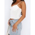 thumbnail image 4 of Faithtur Women Cami Tops Summer Slim Fit Spaghetti Strap Ribbed Crop Tops Low Cut Sleeveless Backless Bustier, 4 of 7