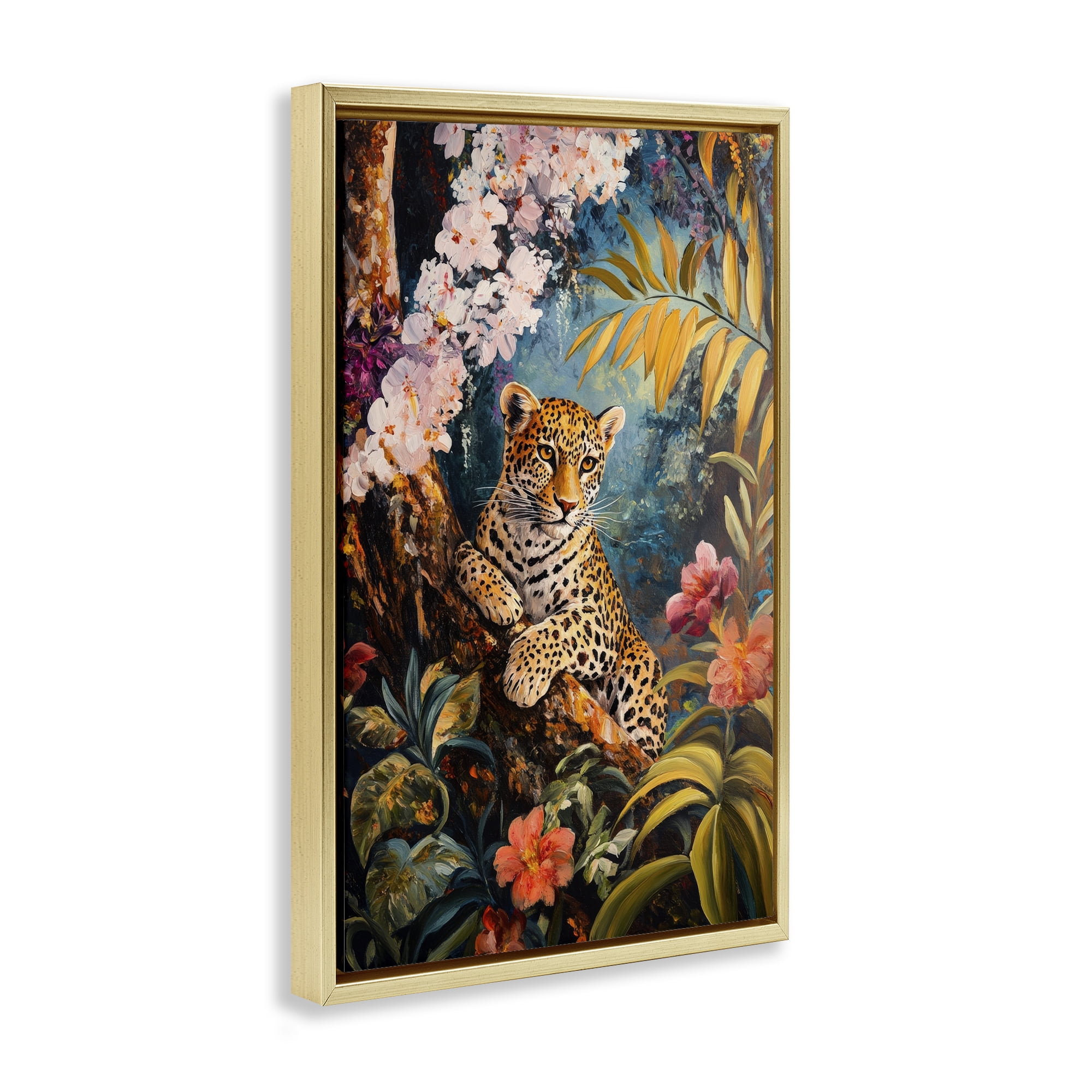 Stupell Industries On The Wild Side Botanicals Gold Framed Floater Canvas Wall Art, design by Petal Prints Design