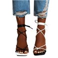 thumbnail image 4 of OAVQHLG3B Women's Shoes Fashion Color Contrast Minimalistic Romam Style Puttee Lacing Fine Heels Sandals, 4 of 6