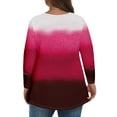 thumbnail image 6 of TQWQT Plus Size Womens Tops 4x-5x Fall V Neck T Shirts Gradient Graphic Tees Long Sleeve Tee Shirt Tops Large Casual Outfits for Women Red 5XL, 6 of 6
