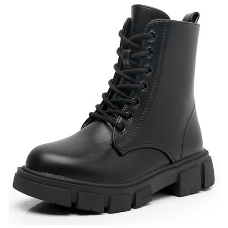 

Blikcon Kids Little Big Girls Bettyy Fashion Boots Lace up and Side Zipper Booties (Color : Black Size : 12 Little Kid)