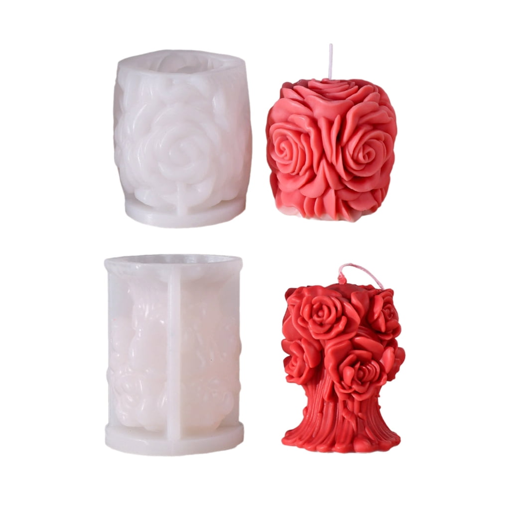 3D Candle Silicone Mold, Rose Flower Candle Mold for Candle Gypsum Ornament Home Decor Birthday Party Treats Resin Craft