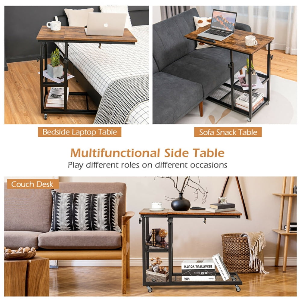 Finihen Adjustable End Table, Sofa Side Table, Bed Side Table, Adjustable C-Shaped Bedside Table, for Living Room, Bedroom, Rustic Brown Finihen Adjustable End Table, Sofa Side Table, Bed Side Table, Adjustable C-Shaped Bedside Table, for Living Room, Bedroom, Rustic Brown