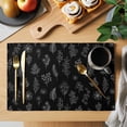 thumbnail image 2 of Black Botanical Placemats Set of 2 Farmhouse Summer Floral Leaves Place Mats Indoor Wipeable Table Mats Washable Cloth Dining Table Placemats for Kitchen Holiday Party Home Decor 13x19 Inch, 2 of 9