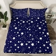 thumbnail image 2 of Feelyou Cartoon Stars Child Bed Sheets, Dreamy Starry Sky Galaxy King Sheets, Navy Horoscope Theme Sheet Set, Ultra Soft Bedroom Decor, 4pcs, 2 of 7