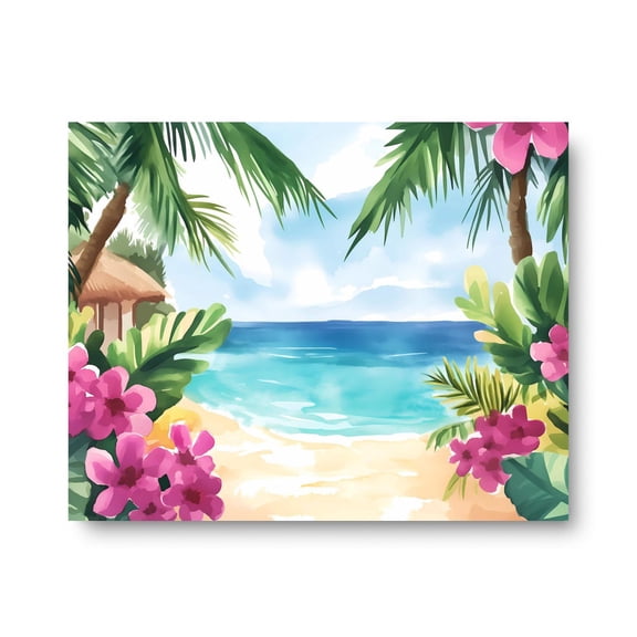 Caribbean Landscape Print, Tropical Island Home Decor, Coastal Beach Poster, Island Travel Art, Exotic Paradise Artwork Home Decor #3800, Unframed Poster Size 8x12