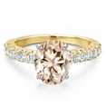 thumbnail image 3 of Gem Stone King 14K Two Tone Gold Peach Morganite and Lab Grown Diamond Engagement Ring for Women | 2.65 Cttw | Oval 10X8MM | Gemstone October Birthstone | Size 6, 3 of 6