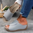 thumbnail image 3 of Orthopedic Wedge Sandals for Women Splice Leather Fashion Platform Slides Casual Solid Color Slip on Walking Shoes Grey Size 9, 3 of 5