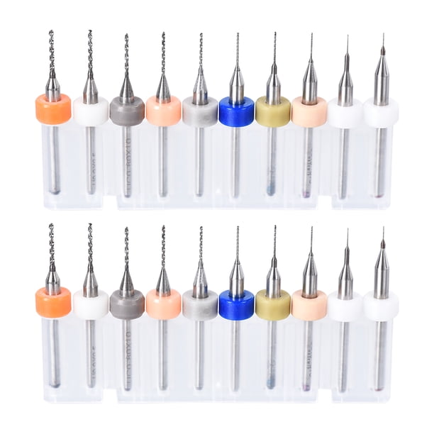 Brocas PCB de Bargains Únicos 0.2mm-1.1mm Carburo de tungsteno CNC Grabado Placa de Circuito Micro Brocas 1/8" Vástago 2 Juegos (20 Pcs)