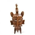 thumbnail image 2 of House of Avana Small Tribal Vintage Wood Senufo Mask with Man on Head in Brown, 2 of 3