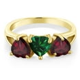 thumbnail image 2 of Gem Stone King 18K Yellow Gold Plated Silver Simulated Emerald Red Rhodolite Garnet Ring for Women (2.12 Cttw, Size 5), 2 of 3