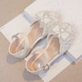 thumbnail image 6 of LIIPEE Girls Sandals Summer Stylish Cute Sequined Pearl Bowknot Closed Toe Non- Soft Sole Shoes Girls Casual Wedding Party Princess Sandal,White,35, 6 of 7