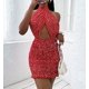 thumbnail image 1 of wsevypo Backless Tie Up Short Wrap Bodycon Sundress Women Sexy Cross Halter Mini Sheath Dress Party Ladies Cutout Front DressXL Gao Jinjia LED, 1 of 2