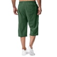 thumbnail image 5 of Migroa Mens Linen Capri Pants Casual Lightweight 3/4 Pants Loose Fit Elastic Waist Drawstring Big And Tall Summer Beach Yoga Shorts with Pockets Green Xl, 5 of 5