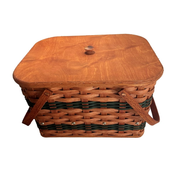 Amish Baskets and Beyond Medium Woven Oak Picnic Basket