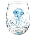 thumbnail image 2 of Japceit Ocean Themed Stemless Wine Glass, Watercolor Blue Print Clear Tumbler, Nautical Beach Style Cup, For Wine Water Juice, Coastal Home Bar Drinkware Gift, 2 of 7