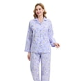 thumbnail image 3 of Apparonia Women's Pajama Sets Cotton Nightwear Long-Sleeve Button Front Shirt and Pant Sleepwear Notch Collar Pjs Lounge Sets Purple Lamb​ 3XL, 3 of 7