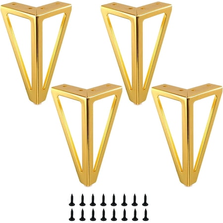 4PCs Gold Metal Furniture Legs - 6" Height, Modern Style For Tables, Cabinets, Sofas