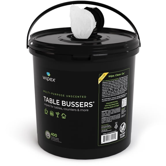 Wipex Table Bussers Natural Unscented Surface Cleaning Wipes, 400ct Bucket